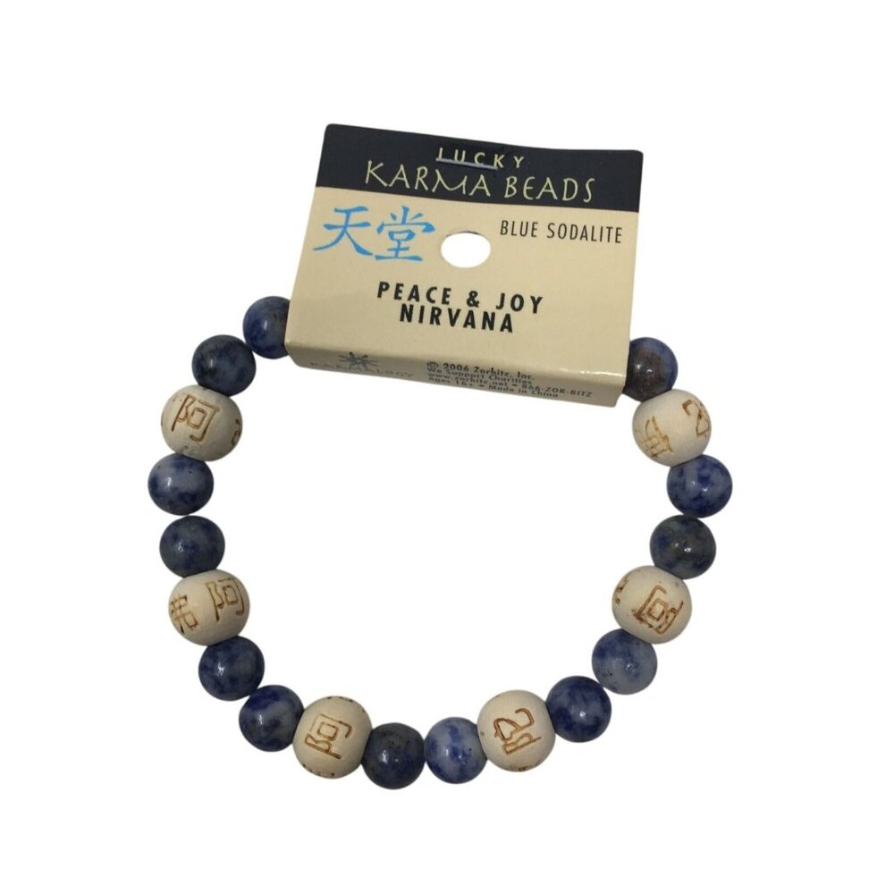 Karmalogy Lucky Karma Beads Blue Sodalite Peace & Joy Nirvana Bracelet NWT